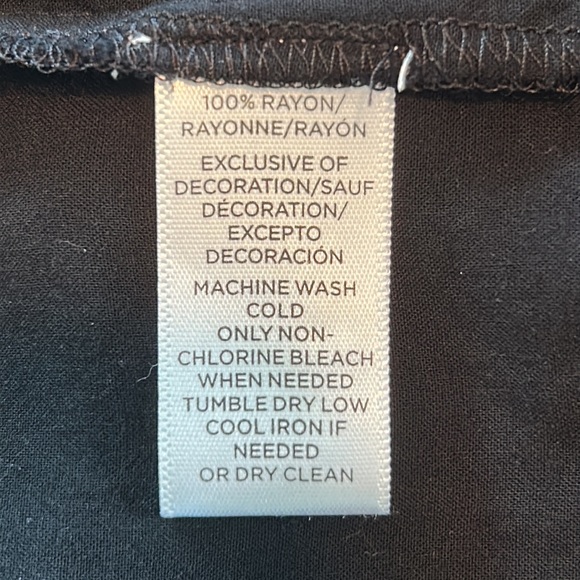 LOFT Embroidered Boho Peasant Blouse w Bell Sleeves. Black Rayon - Picture 6 of 8